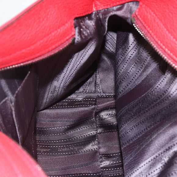 Salvatore Ferragamo Gancini Tote Bag Leather Red Auth BA8228