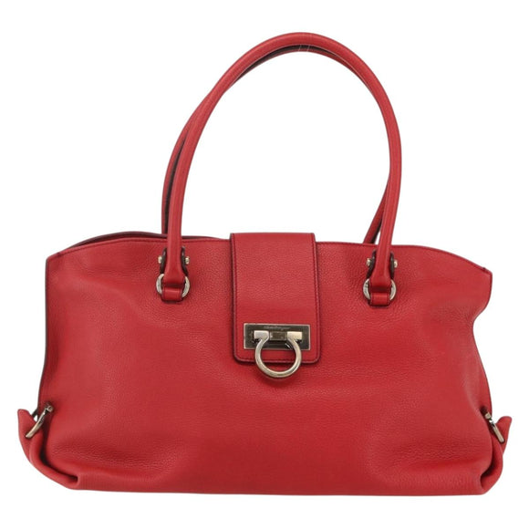 Salvatore Ferragamo Gancini Tote Bag Leather Red Auth BA8228