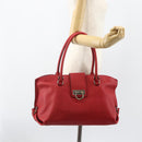 Salvatore Ferragamo Gancini Tote Bag Leather Red Auth BA8228-22