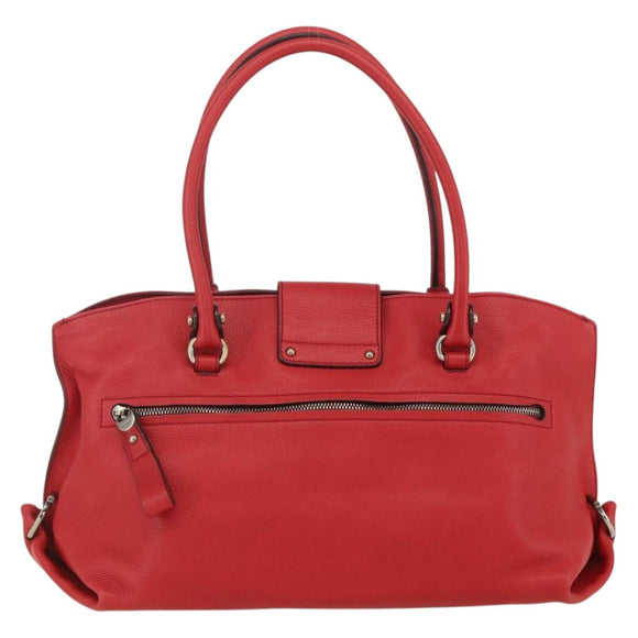 Salvatore Ferragamo Gancini Tote Bag Leather Red Auth BA8228
