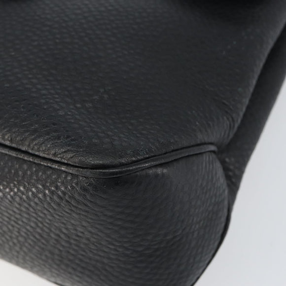 Salvatore Ferragamo Gancini Shoulder Bag Leather Black Silver Auth BA8229