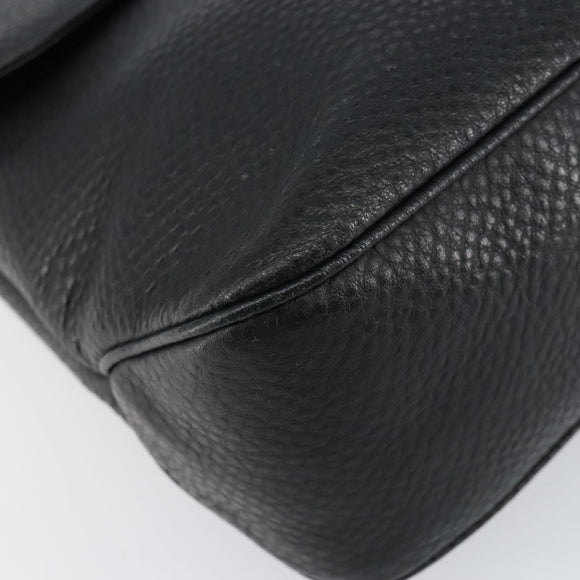 Salvatore Ferragamo Gancini Shoulder Bag Leather Black Silver Auth BA8229