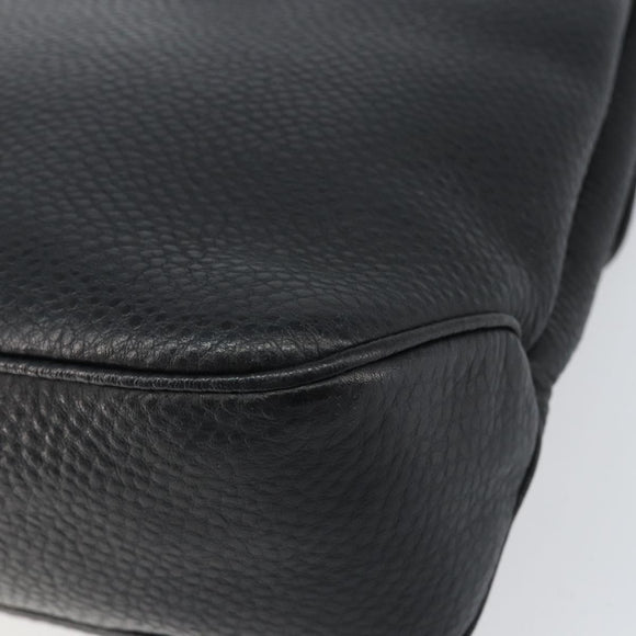 Salvatore Ferragamo Gancini Shoulder Bag Leather Black Silver Auth BA8229