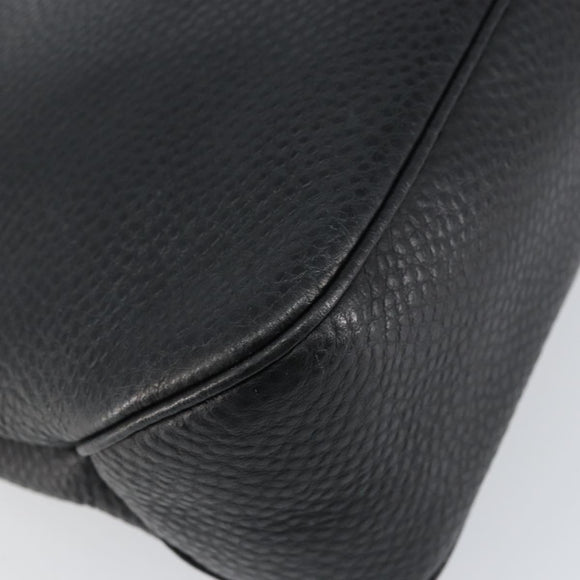 Salvatore Ferragamo Gancini Shoulder Bag Leather Black Silver Auth BA8229