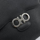 Salvatore Ferragamo Gancini Shoulder Bag Leather Black Silver Auth BA8229-14
