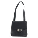 Salvatore Ferragamo Gancini Shoulder Bag Leather Black Silver Auth BA8229-2