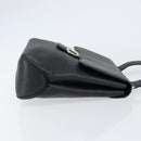 Salvatore Ferragamo Gancini Shoulder Bag Leather Black Silver Auth BA8229-4