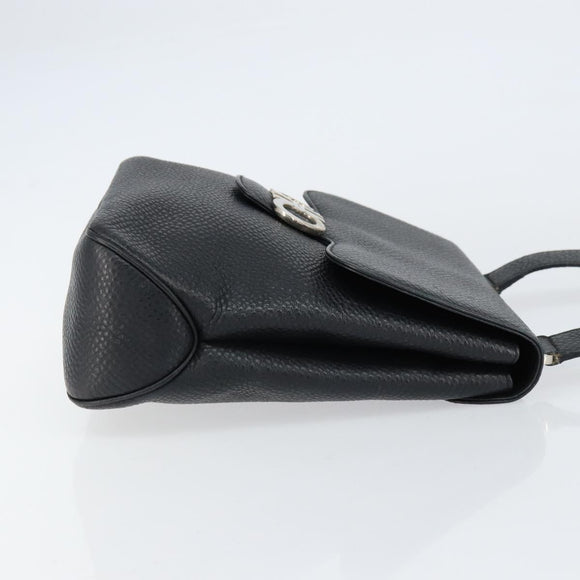 Salvatore Ferragamo Gancini Shoulder Bag Leather Black Silver Auth BA8229