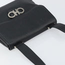 Salvatore Ferragamo Gancini Shoulder Bag Leather Black Silver Auth BA8229-6
