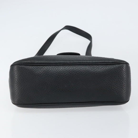 Salvatore Ferragamo Gancini Shoulder Bag Leather Black Silver Auth BA8229