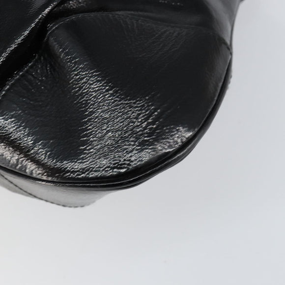 Salvatore Ferragamo Gancini Tote Bag Enamel Black Silver Auth BA8231