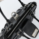 Salvatore Ferragamo Gancini Tote Bag Enamel Black Silver Auth BA8231-16