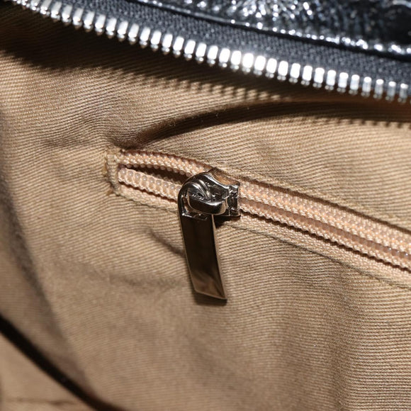 Salvatore Ferragamo Gancini Tote Bag Enamel Black Silver Auth BA8231