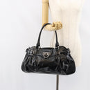 Salvatore Ferragamo Gancini Tote Bag Enamel Black Silver Auth BA8231-24