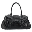 Salvatore Ferragamo Gancini Tote Bag Enamel Black Silver Auth BA8231-3