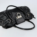 Salvatore Ferragamo Gancini Tote Bag Enamel Black Silver Auth BA8231-6