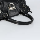 Salvatore Ferragamo Gancini Tote Bag Enamel Black Silver Auth BA8231-7