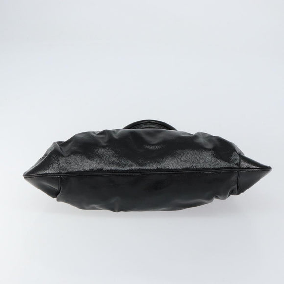 Salvatore Ferragamo Gancini Tote Bag Enamel Black Silver Auth BA8231