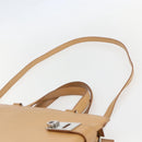 Salvatore Ferragamo Gancini Hand Bag Leather 2way Beige Silver Auth BA8232-10