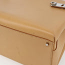 Salvatore Ferragamo Gancini Hand Bag Leather 2way Beige Silver Auth BA8232-12