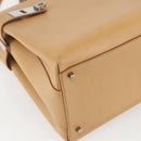 Salvatore Ferragamo Gancini Hand Bag Leather 2way Beige Silver Auth BA8232-13