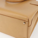 Salvatore Ferragamo Gancini Hand Bag Leather 2way Beige Silver Auth BA8232-14