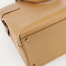 Salvatore Ferragamo Gancini Hand Bag Leather 2way Beige Silver Auth BA8232-15