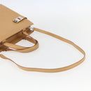 Salvatore Ferragamo Gancini Hand Bag Leather 2way Beige Silver Auth BA8232-9