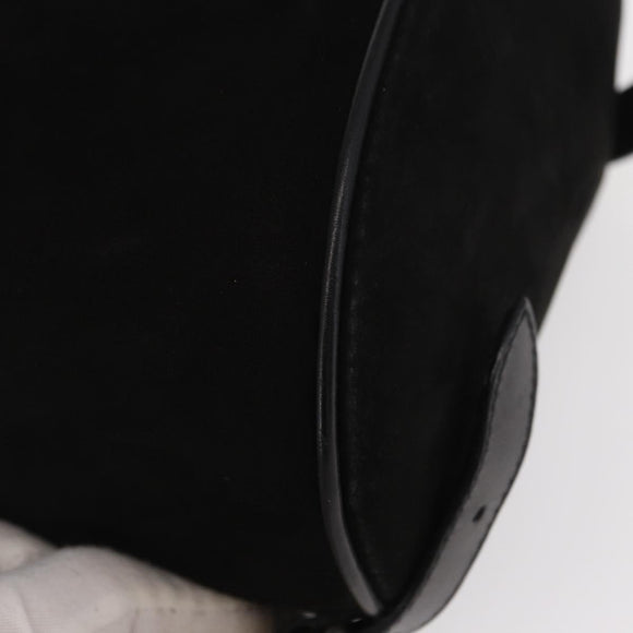 Salvatore Ferragamo Gancini Backpack Suede Black Gold Auth BA8233