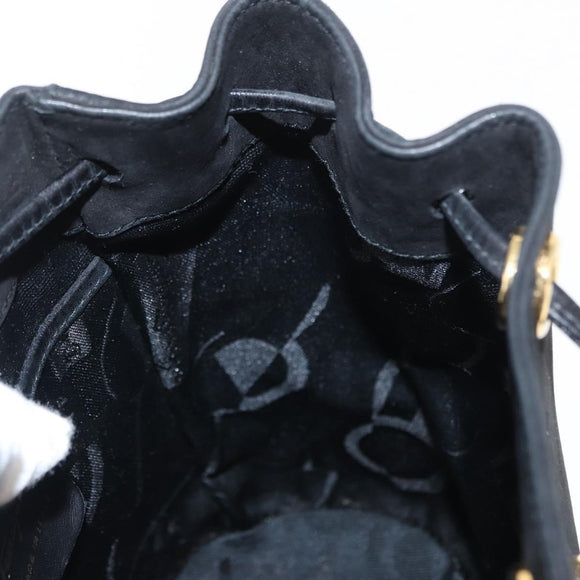 Salvatore Ferragamo Gancini Backpack Suede Black Gold Auth BA8233