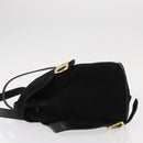 Salvatore Ferragamo Gancini Backpack Suede Black Gold Auth BA8233-5