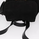 Salvatore Ferragamo Gancini Backpack Suede Black Gold Auth BA8233-6