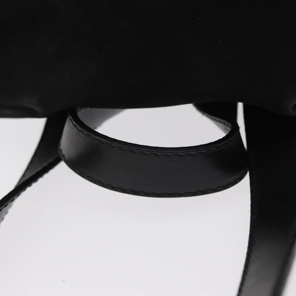 Salvatore Ferragamo Gancini Backpack Suede Black Gold Auth BA8233