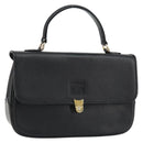 Burberrys Hand Bag Leather Black Gold Auth BA8234-1