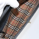 Burberrys Hand Bag Leather Black Gold Auth BA8234-16