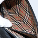 Burberrys Hand Bag Leather Black Gold Auth BA8234-21