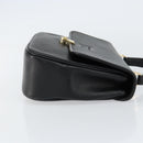 Burberrys Hand Bag Leather Black Gold Auth BA8234-4