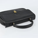 Burberrys Hand Bag Leather Black Gold Auth BA8234-6