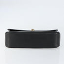 Burberrys Hand Bag Leather Black Gold Auth BA8234-9