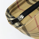 BURBERRY Nova Check Hand Bag PVC Beige Silver Auth BA8235-15
