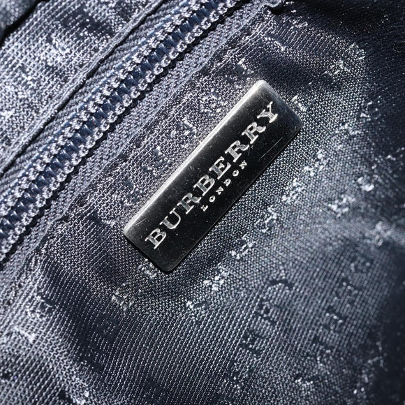 BURBERRY Nova Check Hand Bag PVC Beige Silver Auth BA8235