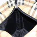 BURBERRY Nova Check Hand Bag PVC Beige Silver Auth BA8235-18