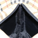 BURBERRY Nova Check Hand Bag PVC Beige Silver Auth BA8235-19