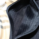 BURBERRY Nova Check Hand Bag PVC Beige Silver Auth BA8235-21