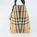 BURBERRY Nova Check Hand Bag PVC Beige Silver Auth BA8235-5