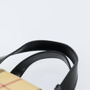 BURBERRY Nova Check Hand Bag PVC Beige Silver Auth BA8235-8