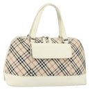 BURBERRY Nova Check Hand Bag Canvas Beige Silver Auth BA8236-1