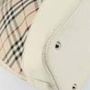 BURBERRY Nova Check Hand Bag Canvas Beige Silver Auth BA8236-13