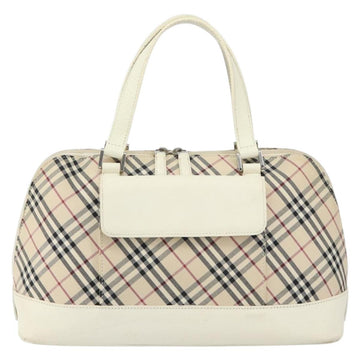 BURBERRY Nova Check Hand Bag Canvas Beige Silver Auth BA8236 - 0