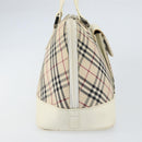 BURBERRY Nova Check Hand Bag Canvas Beige Silver Auth BA8236-5